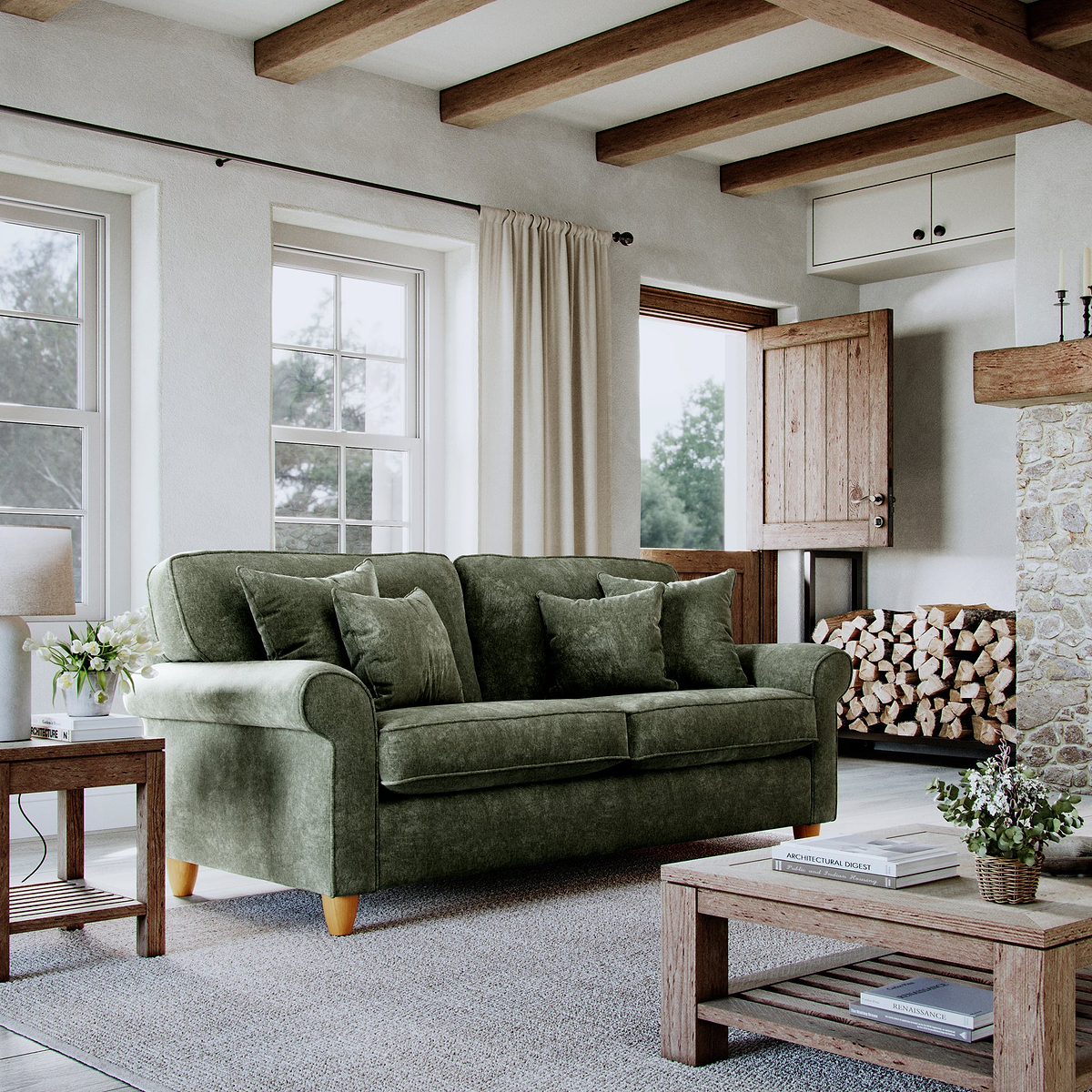Ashbury 3 Seater Sofa Moss from Roseland Furniture
