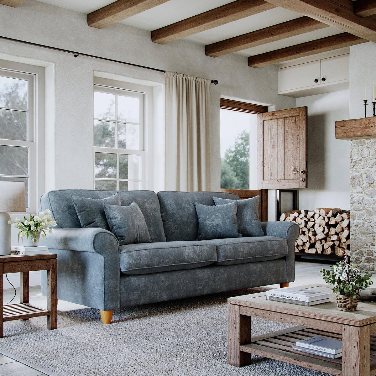 Ashbury 4 Seater Sofa Steel Life1 from Roseland Furniture