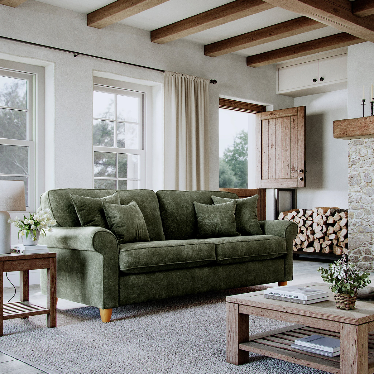 Ashbury 4 Seater Sofa Moss from Roseland Furniture