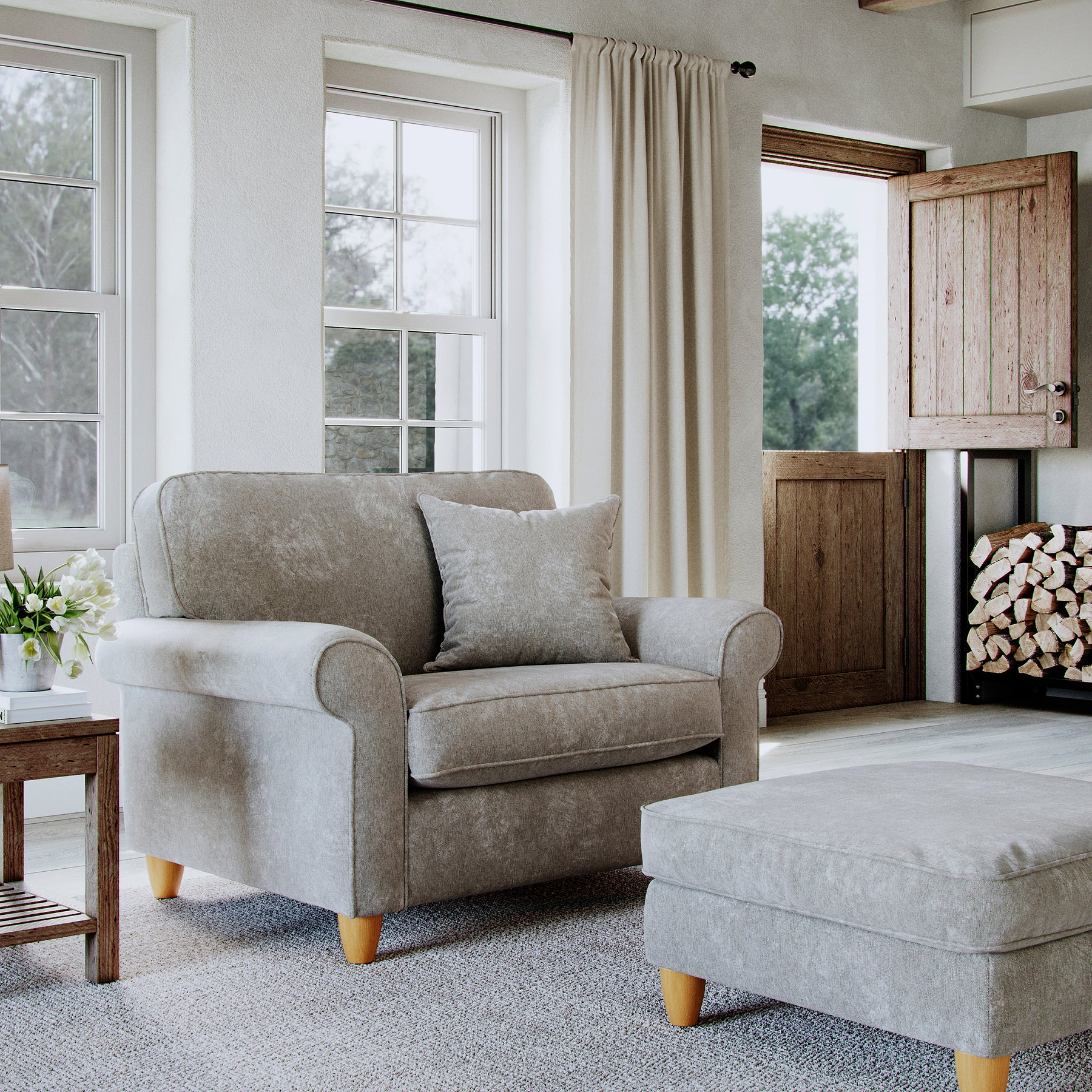 Ashbury Snuggle Chair Beige Life1 from Roseland Furniture