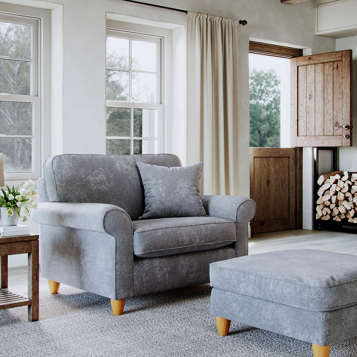 Ashbury Snuggle Chair Anthracite Life1 from Roseland Furniture