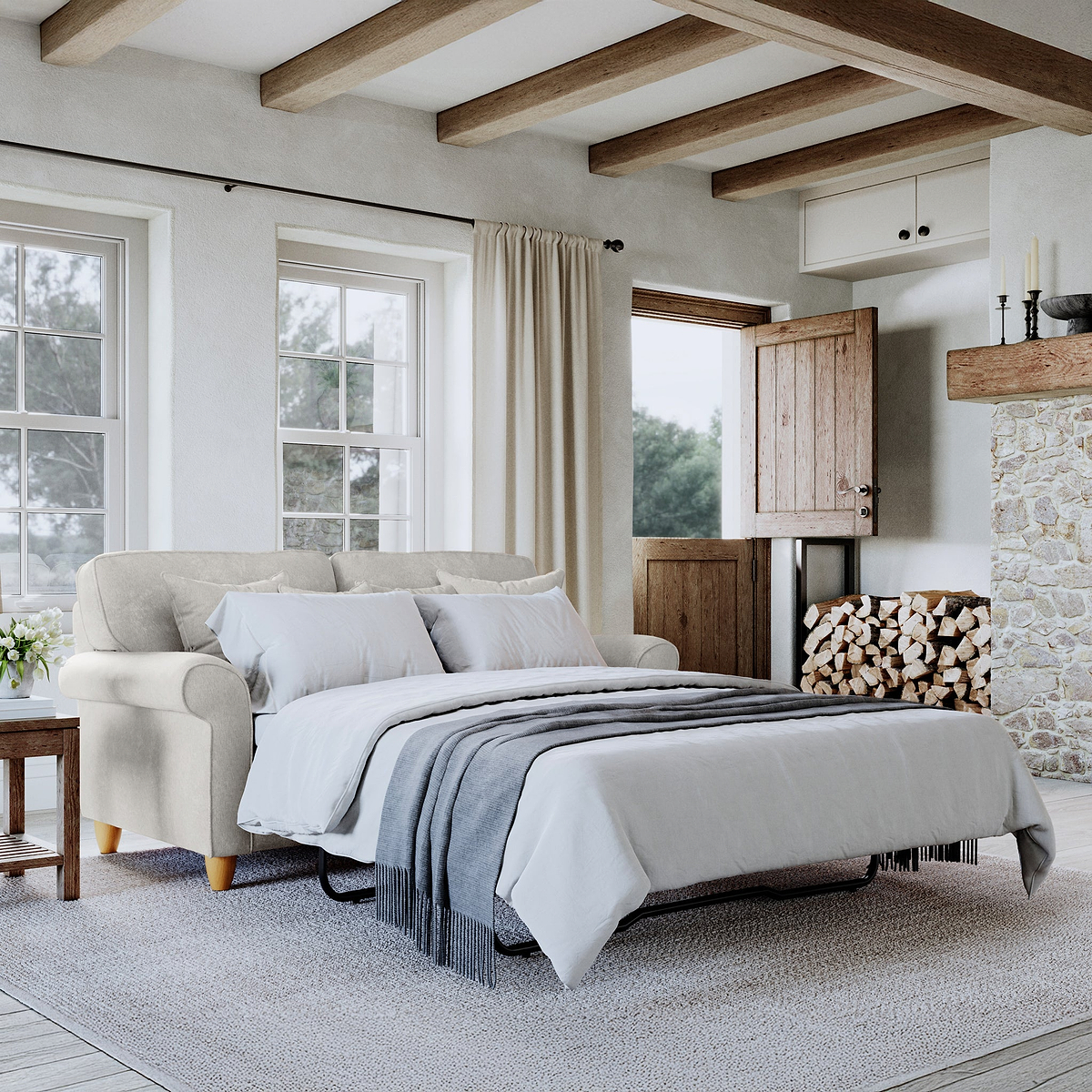 Ashbury 2 Seater Sofa Bed Pearl from Roseland Furniture