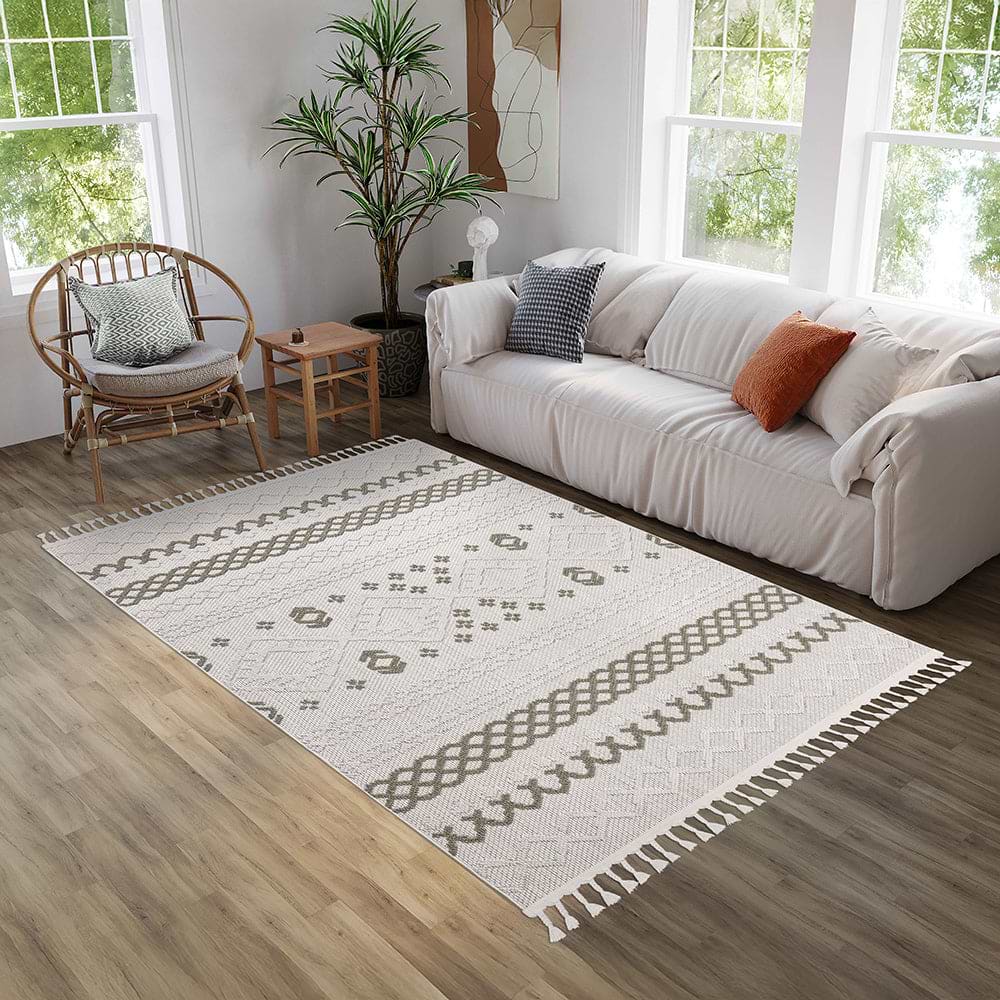Norcross Flat and Loop Design Tassled Rug from Roseland Furniture