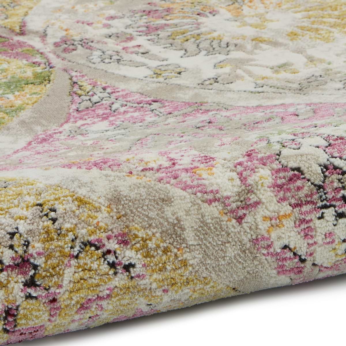 Traditional Rug Distressed Thea Multicoloured Distressed Traditional Rectangular Rug for Living ...