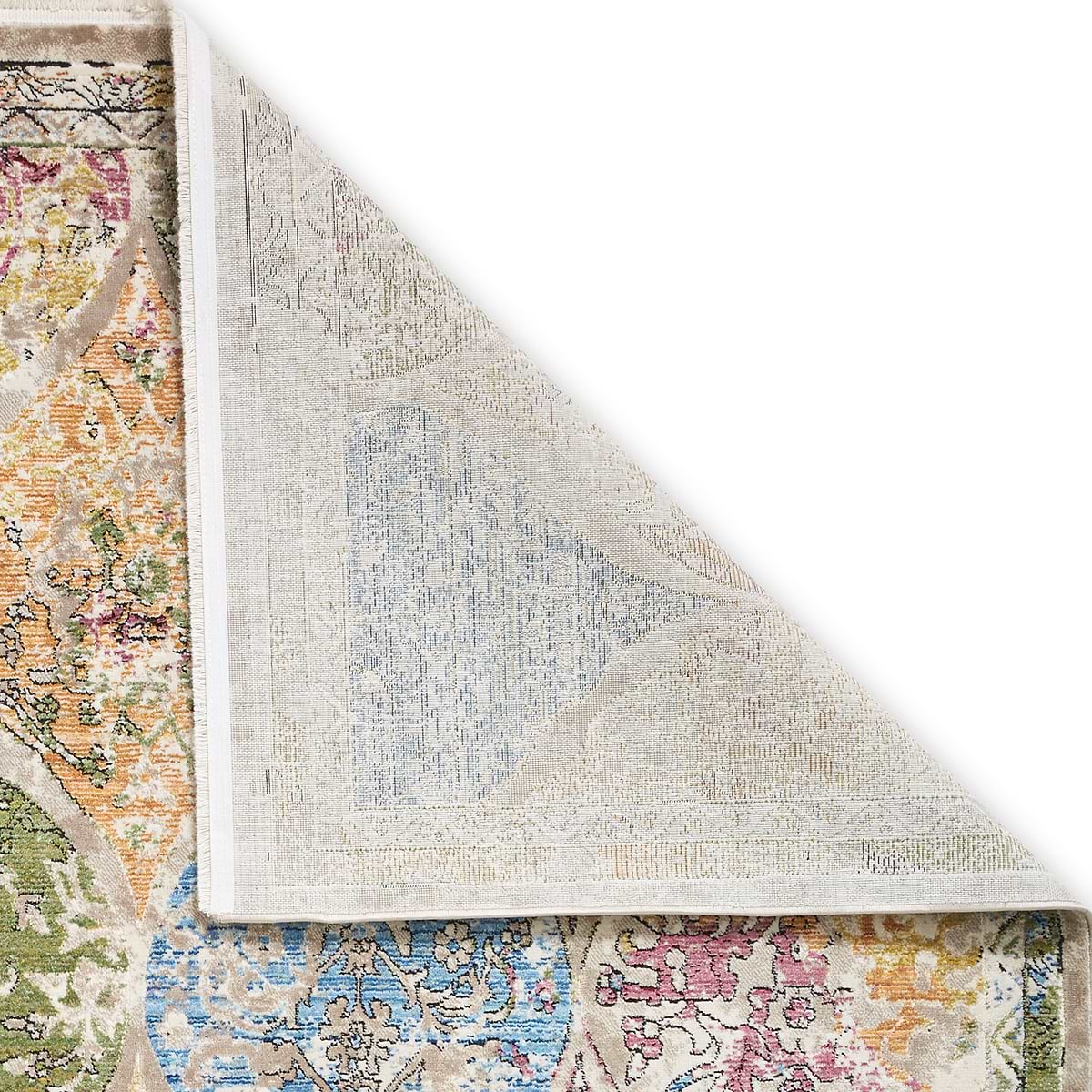 Traditional Rug Distressed Thea Multicoloured Distressed Traditional Rectangular Rug for Living ...