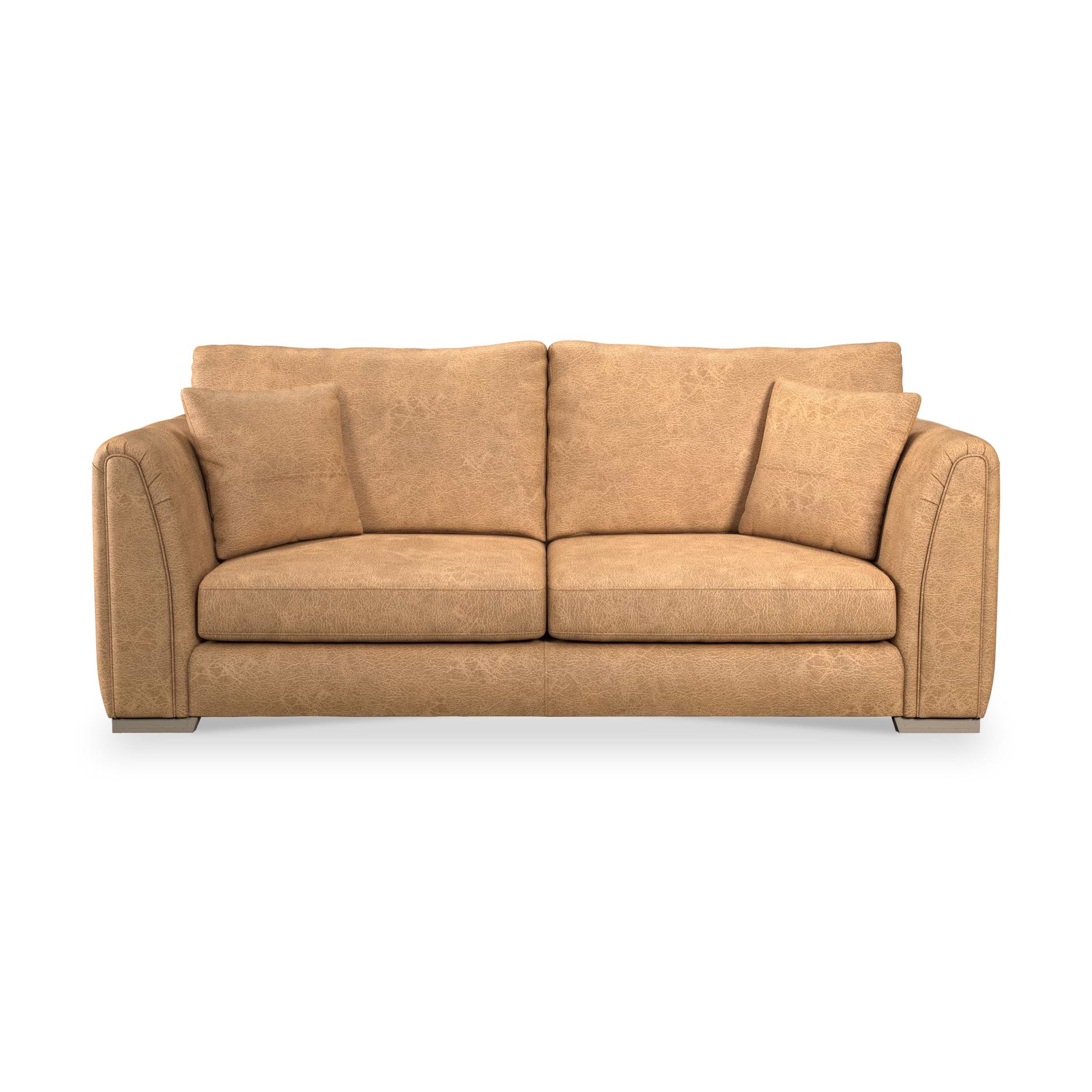 Oakley-faux-leather-3-seater-sofa-tan from Roseland Furniture