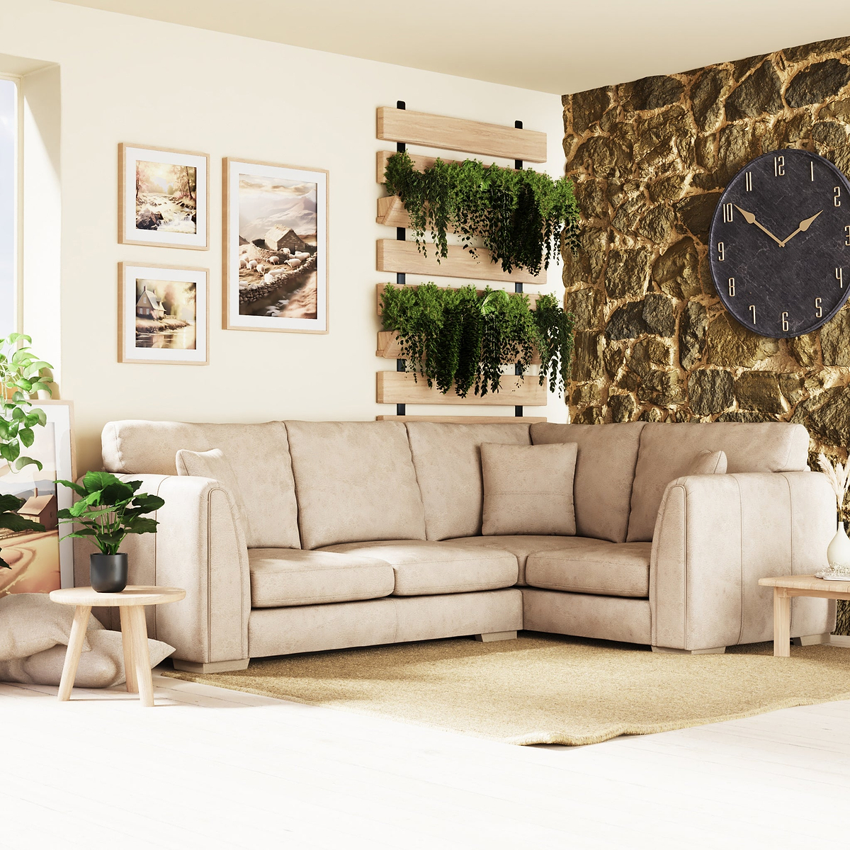 Oakley-faux-leather-2-corner-2-sofa-mink from Roseland Furniture