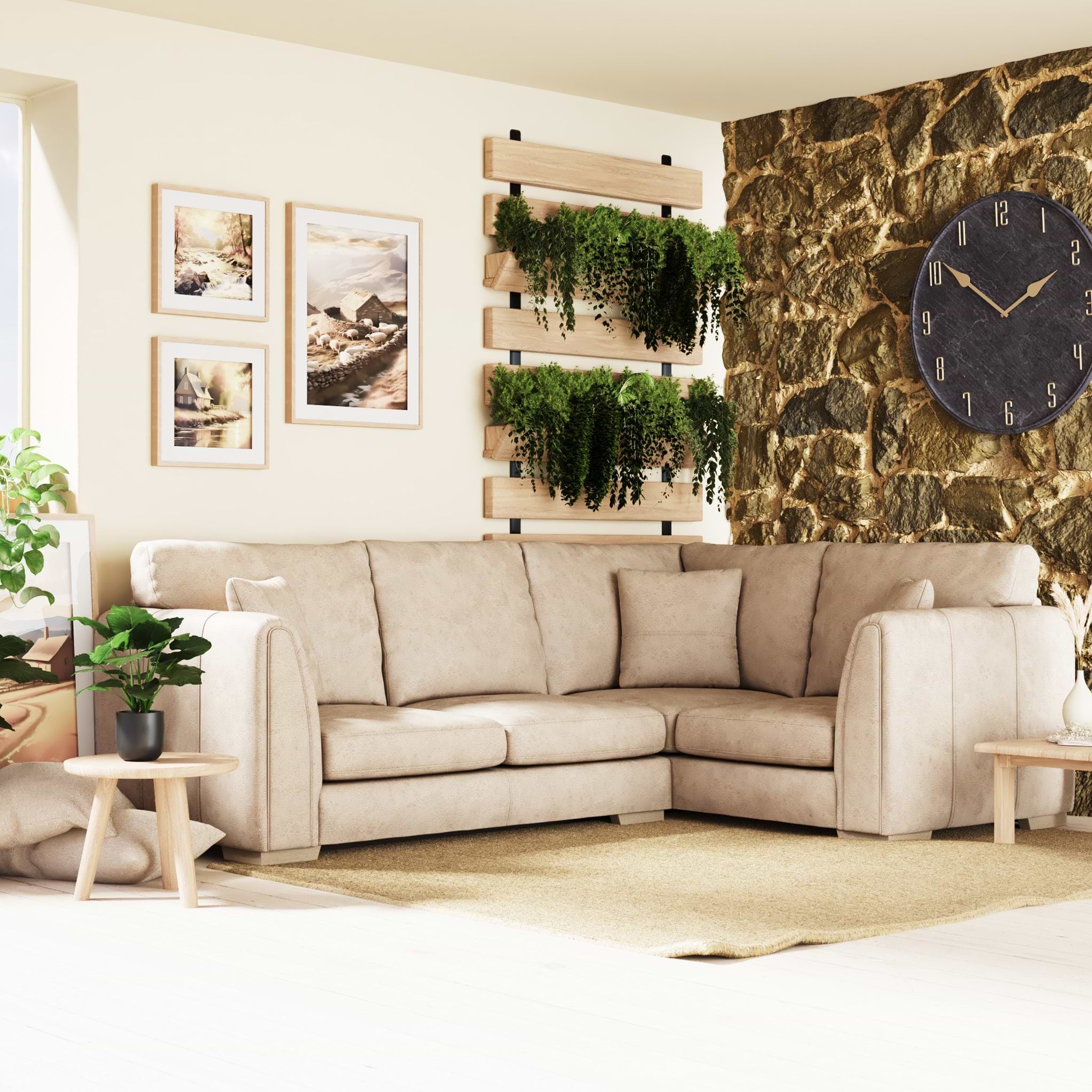Oakley-faux-leather-2-corner-2-sofa-mink from Roseland Furniture