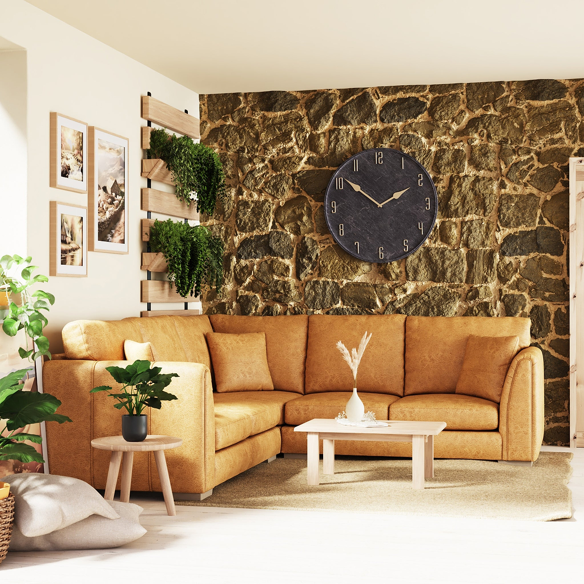 Oakley-faux-leather-2-corner-2-sofa-tan from Roseland Furniture