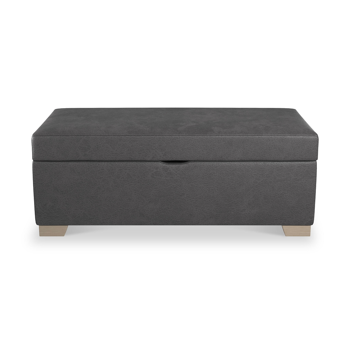 Oakley-faux-leather-storage-footstool-charcoal from Roseland Furniture