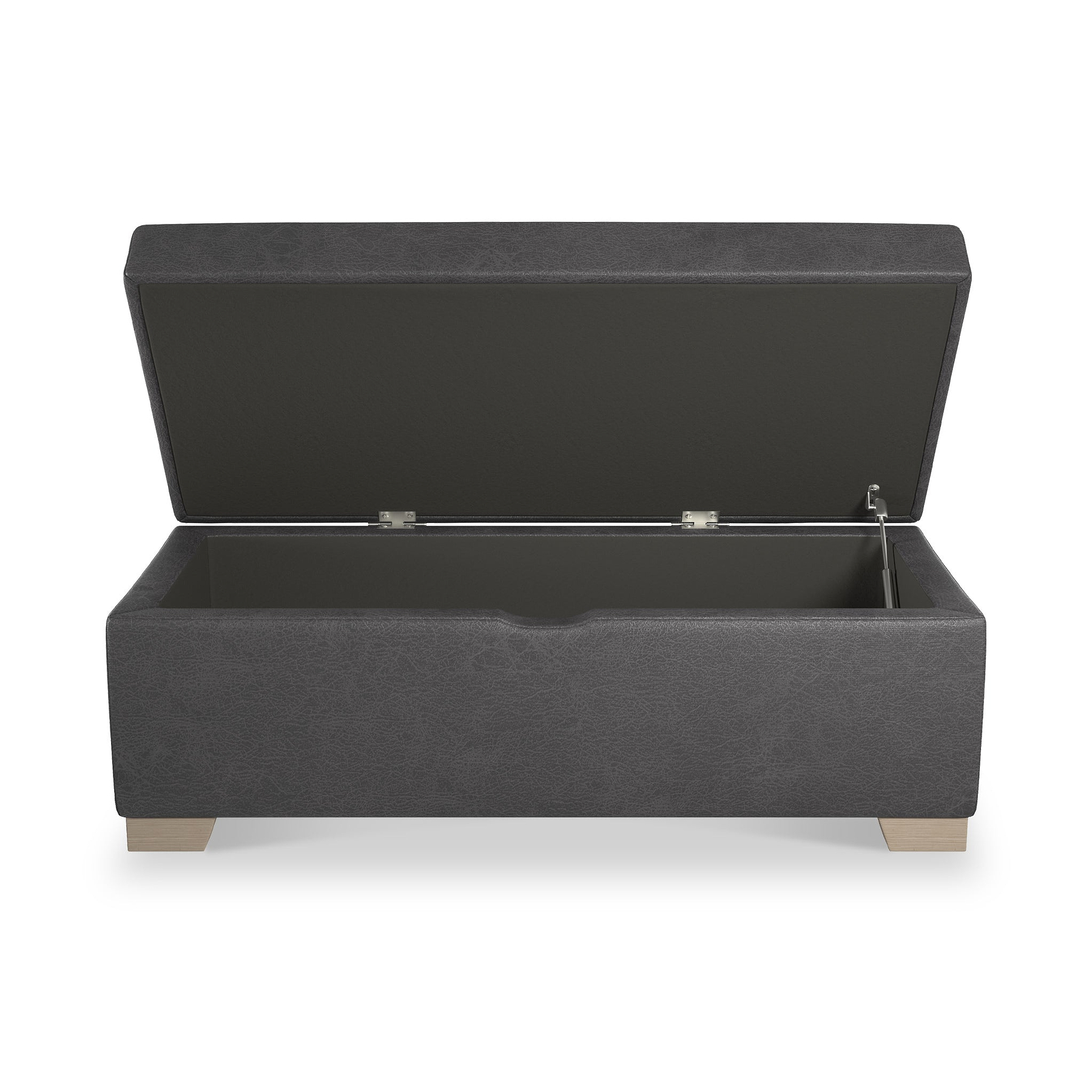 Oakley-faux-leather-storage-footstool-charcoal from Roseland Furniture