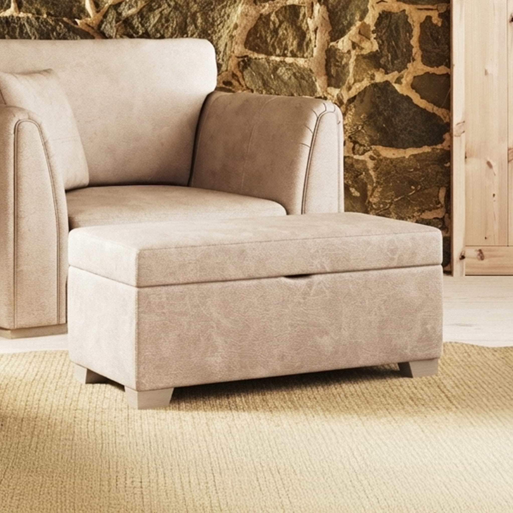 Oakley-faux-leather-storage-footstool-mink from Roseland Furniture