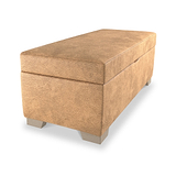 Oakley-faux-leather-storage-footstool-tan from Roseland Furniture