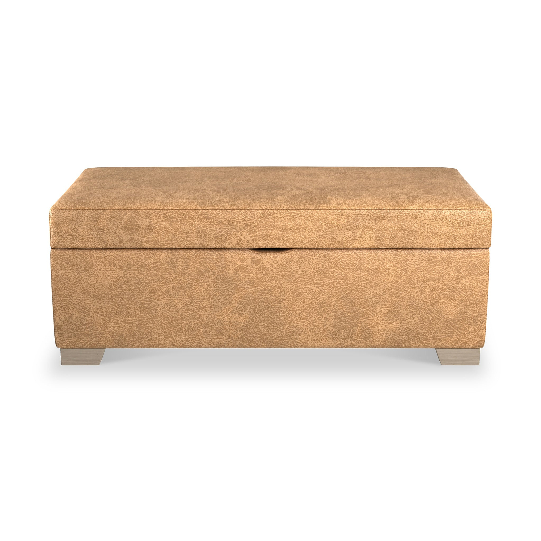 Oakley-faux-leather-storage-footstool-tan from Roseland Furniture