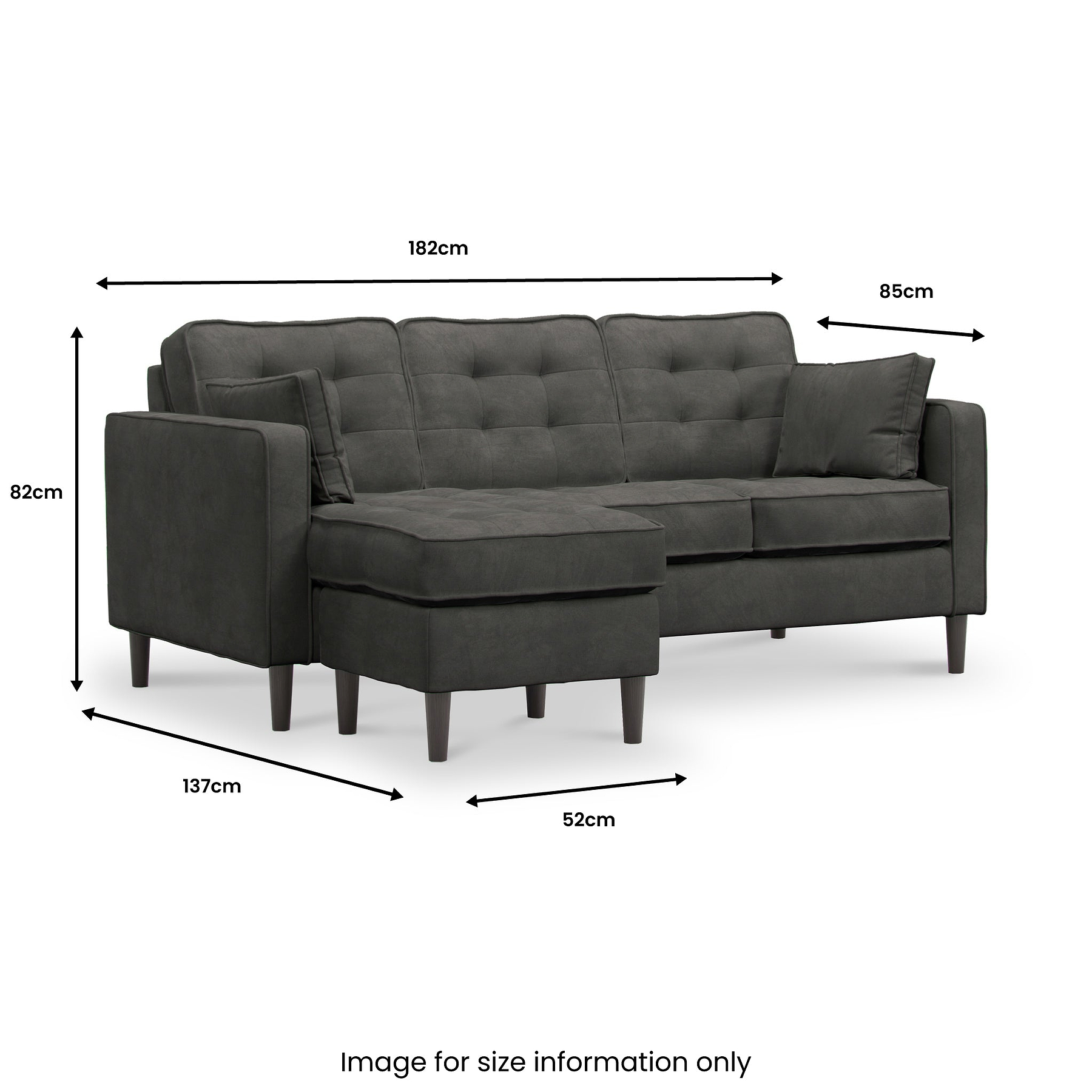 Barclay Reversible Chaise Graphite Dims from Roseland Furniture