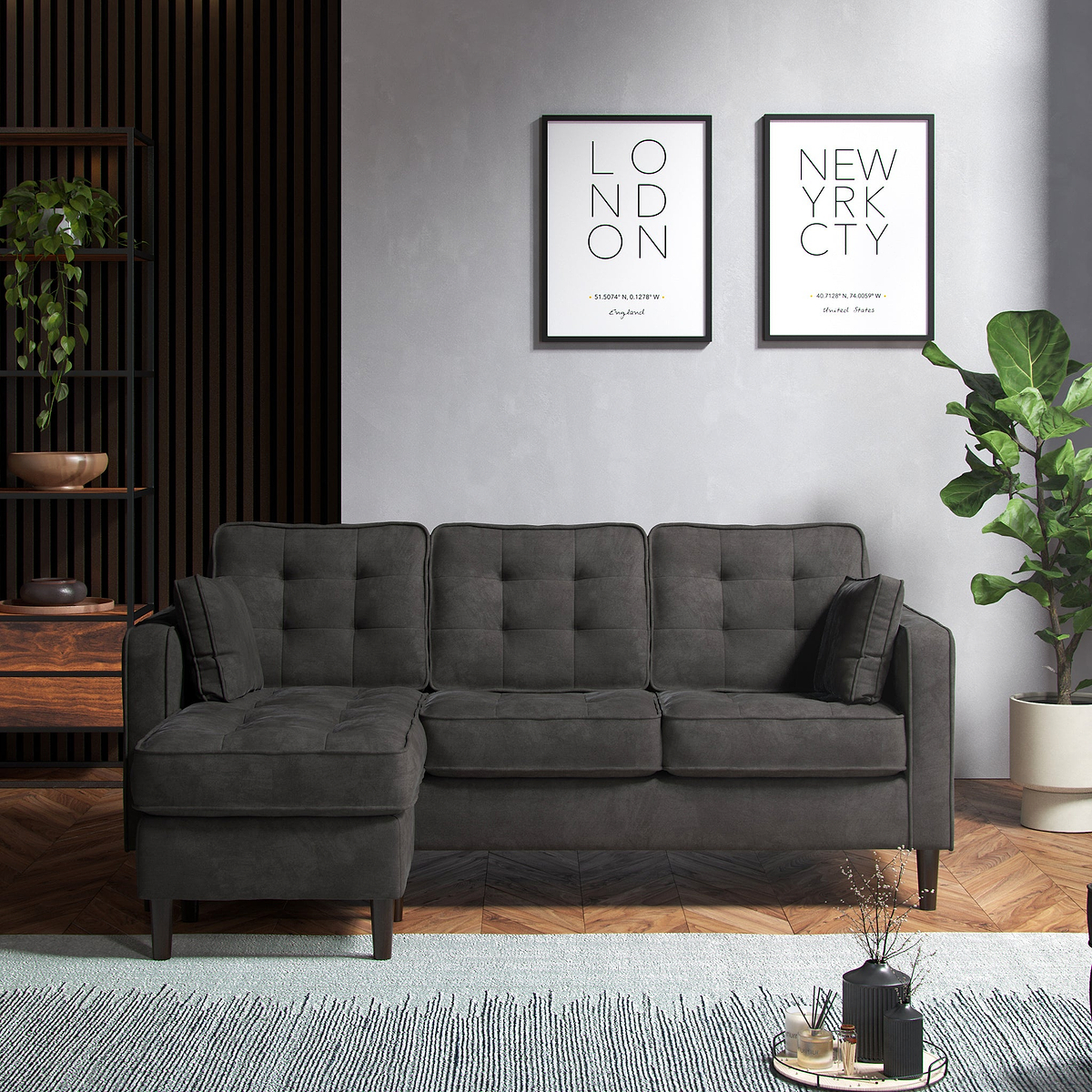 Barclay Reversible Chaise Graphite Dims from Roseland Furniture