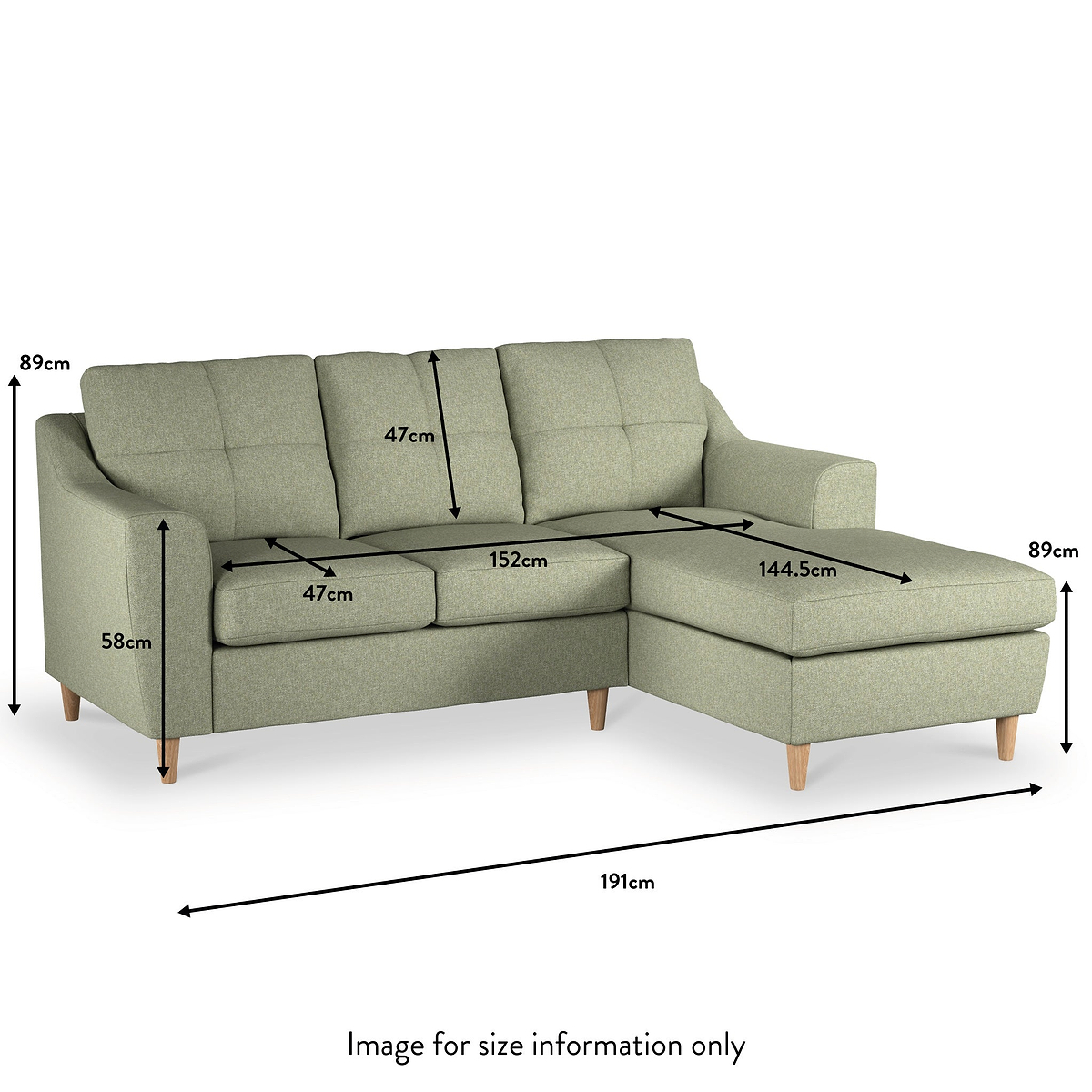 Justin Chaise Sofa dimensions