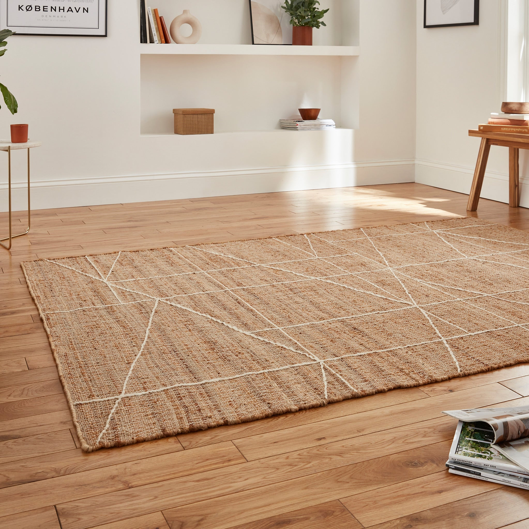 Karin Natural Geometric Jute Rug for bedroom