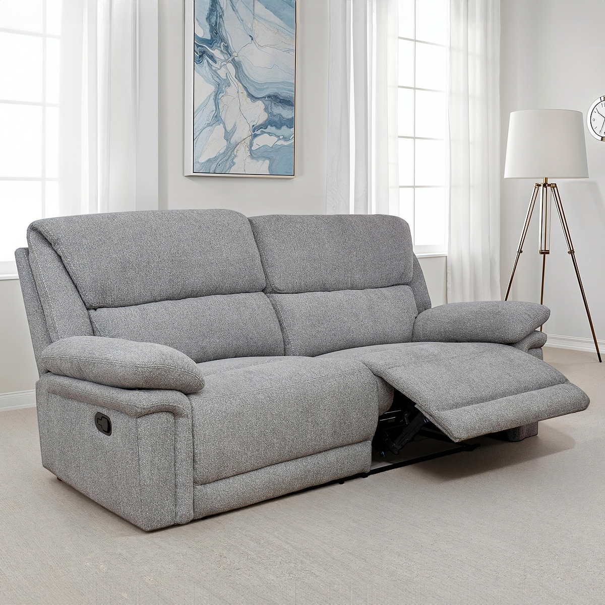 Fernsby 3 Seater Manual Recliner Grey from Roseland Furniture