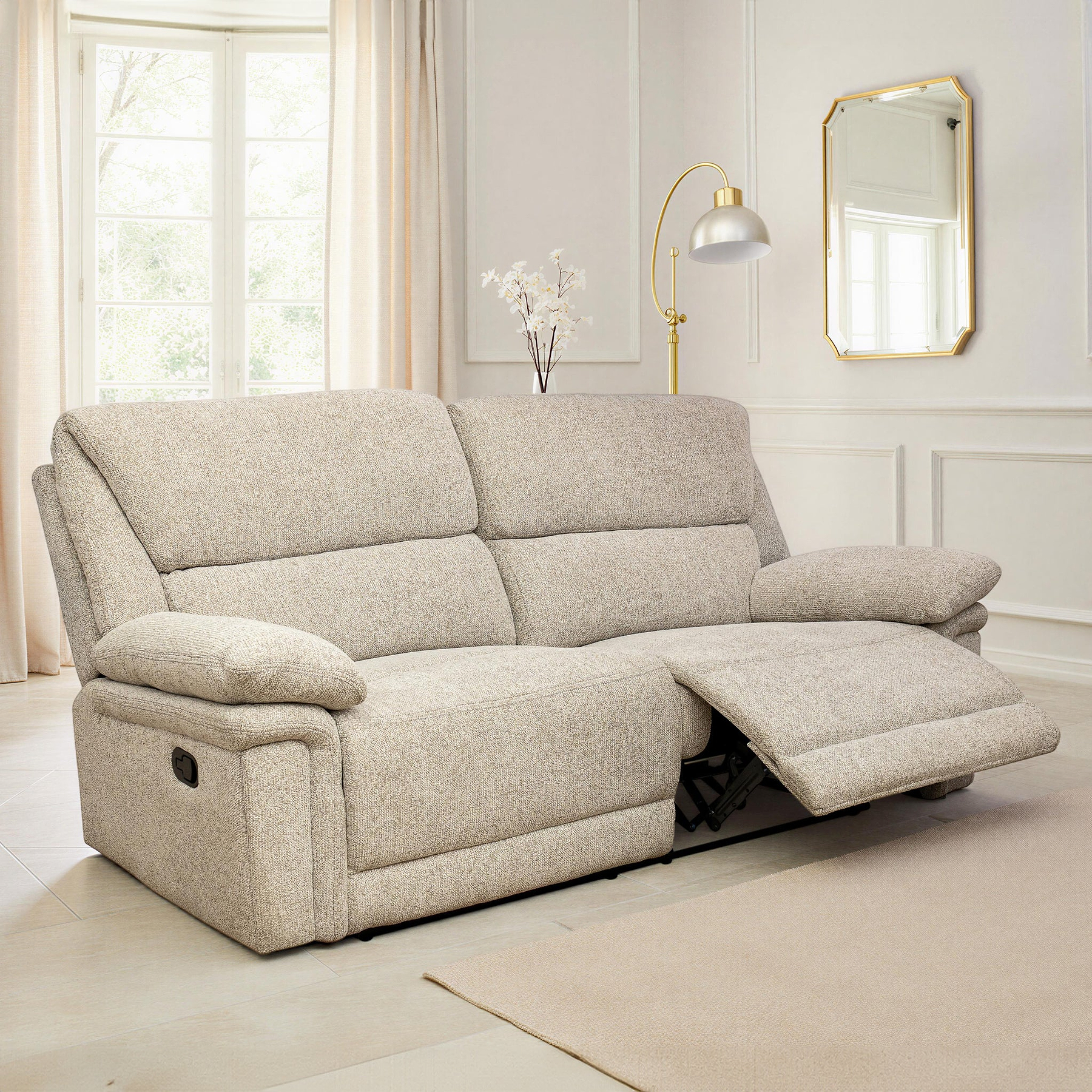Fernsby 3 Seater Manual Recliner Natural from Roseland Furniture