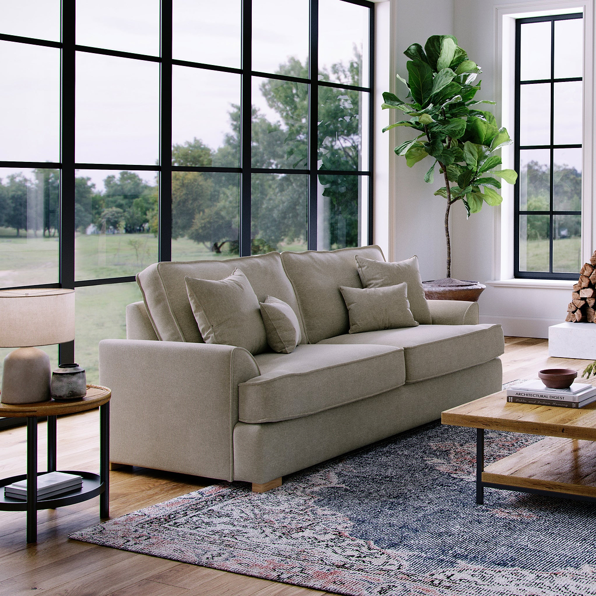 Birchley Soft Chenille 3 Seater Sofa Linen Life1 from Roseland Furniture