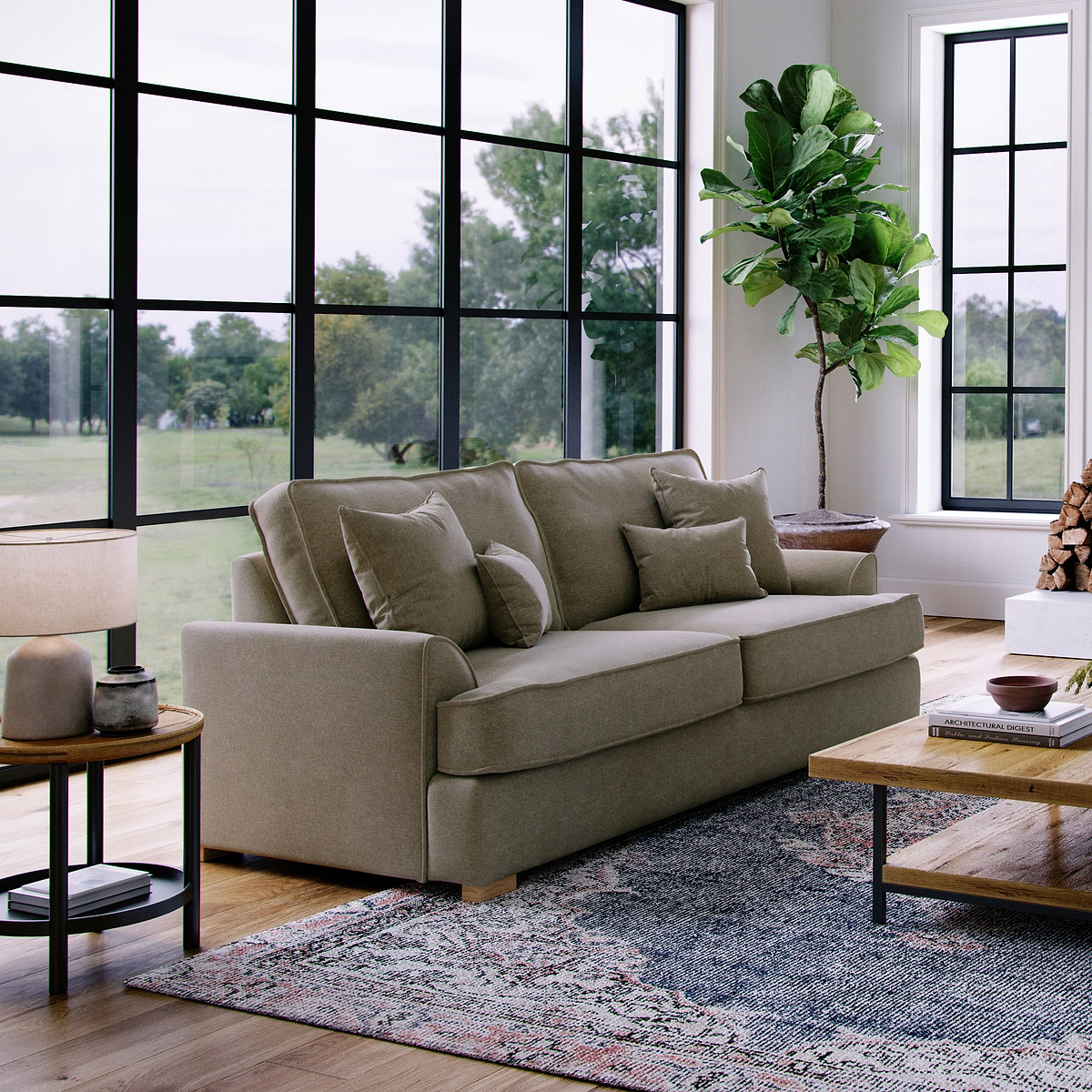 Birchley Soft Chenille 3 Seater Sofa Mink Life1 from Roseland Furniture