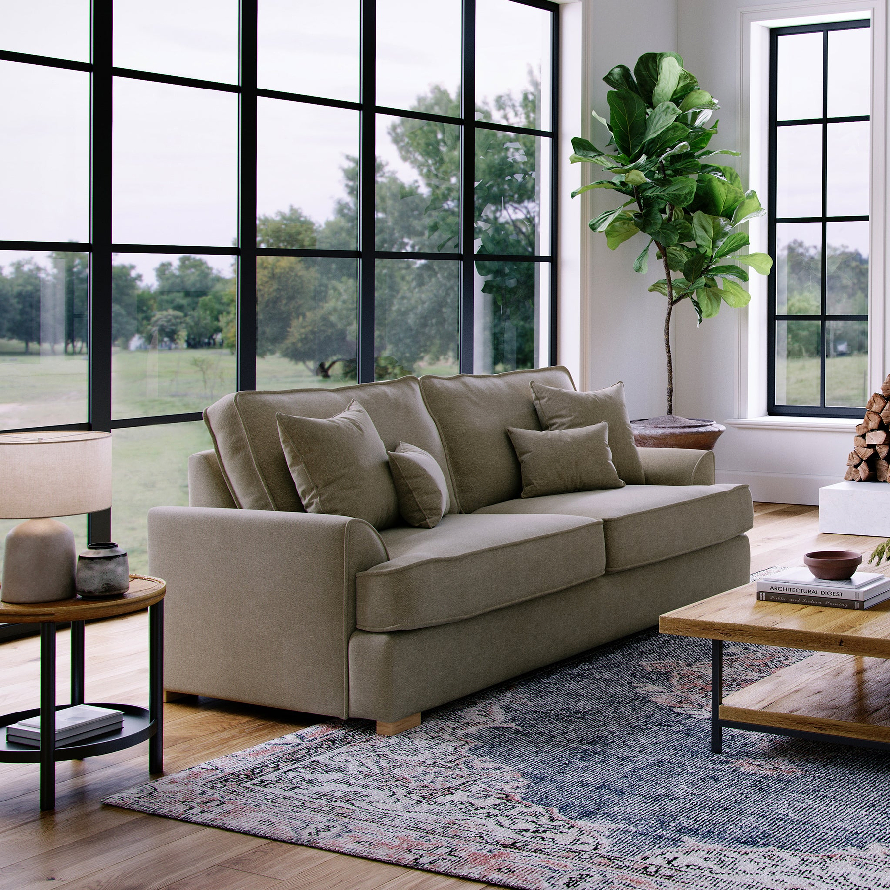 Birchley Soft Chenille 3 Seater Sofa Mink Life1 from Roseland Furniture