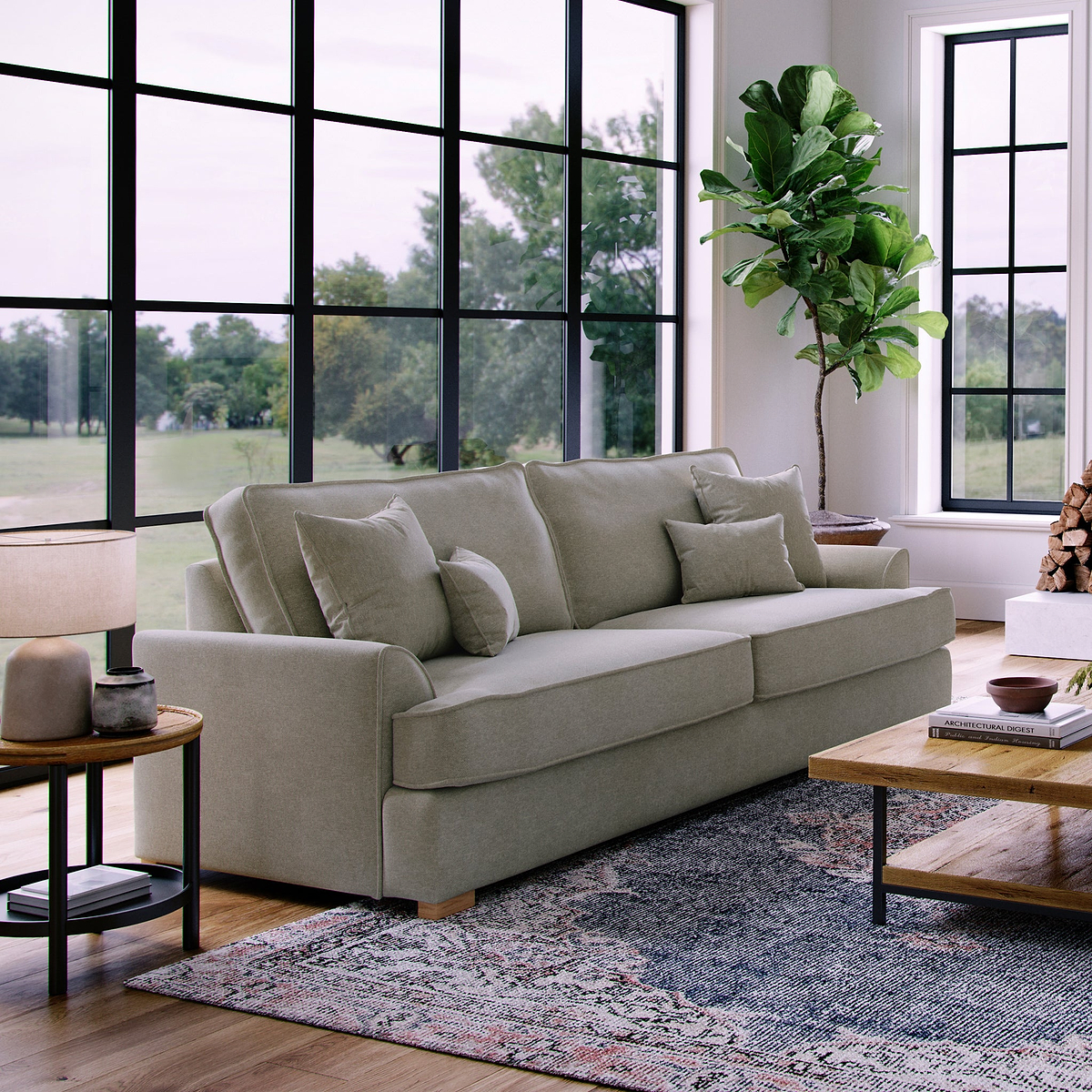 Birchley Soft Chenille 4 Seater Sofa Linen Life1 from Roseland Furniture