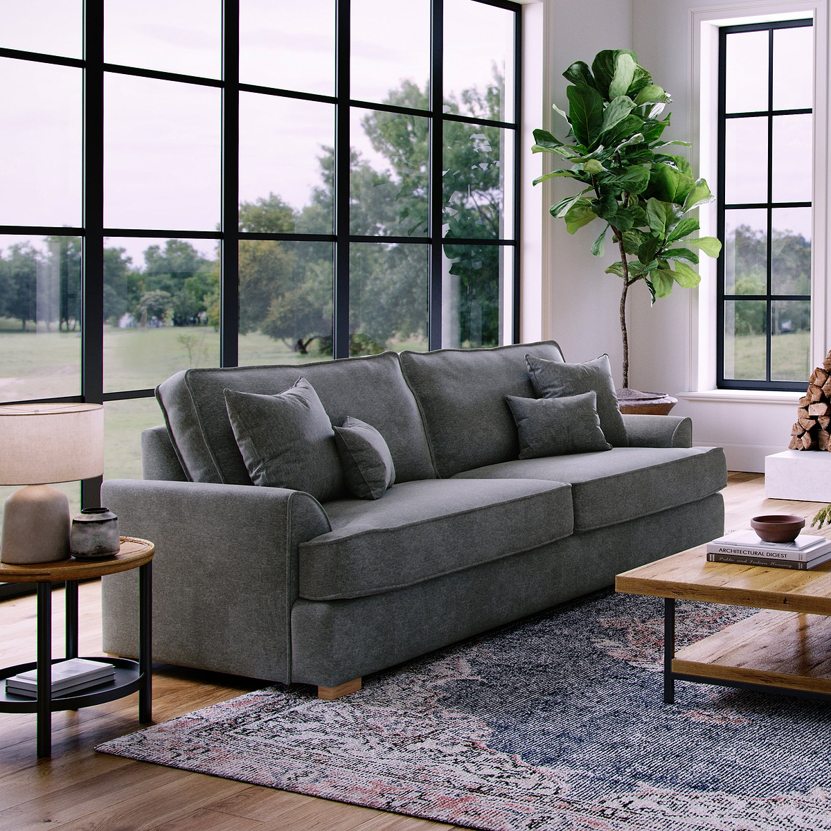 Birchley Soft Chenille 4 Seater Sofa Heather from Roseland Furniture