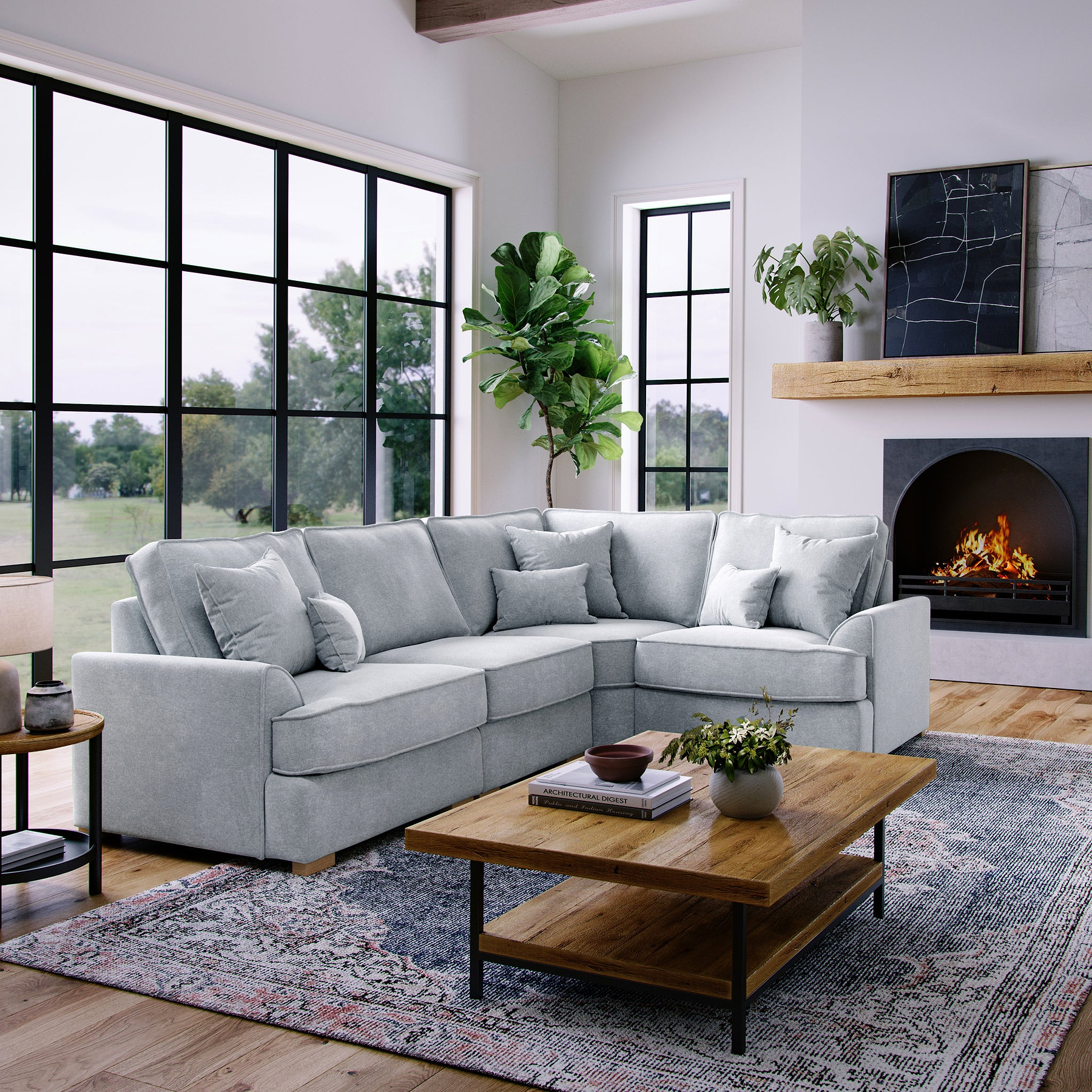 Birchley Soft Chenille LH Corner Sofa Ice from Roseland Furniture