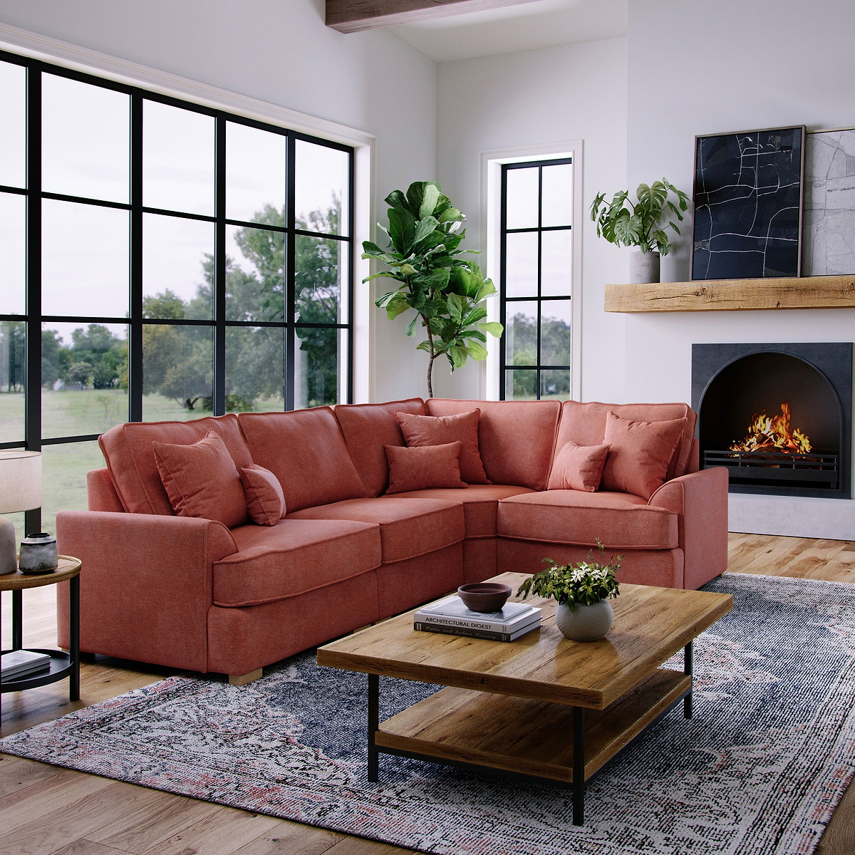 Birchley Soft Chenille LH Corner Sofa Terra Life1 from Roseland Furniture
