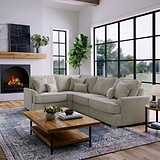 Birchley Soft Chenille RH Corner Sofa Linen Life1 from Roseland Furniture