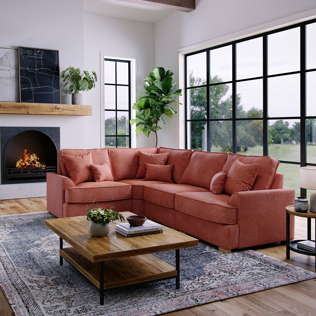 Birchley Soft Chenille RH Corner Sofa Terra Life1 from Roseland Furniture