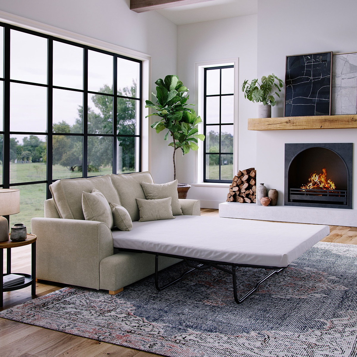 Birchley Soft Chenille 2 Seater Sofabed Linen Life2 from Roseland Furniture
