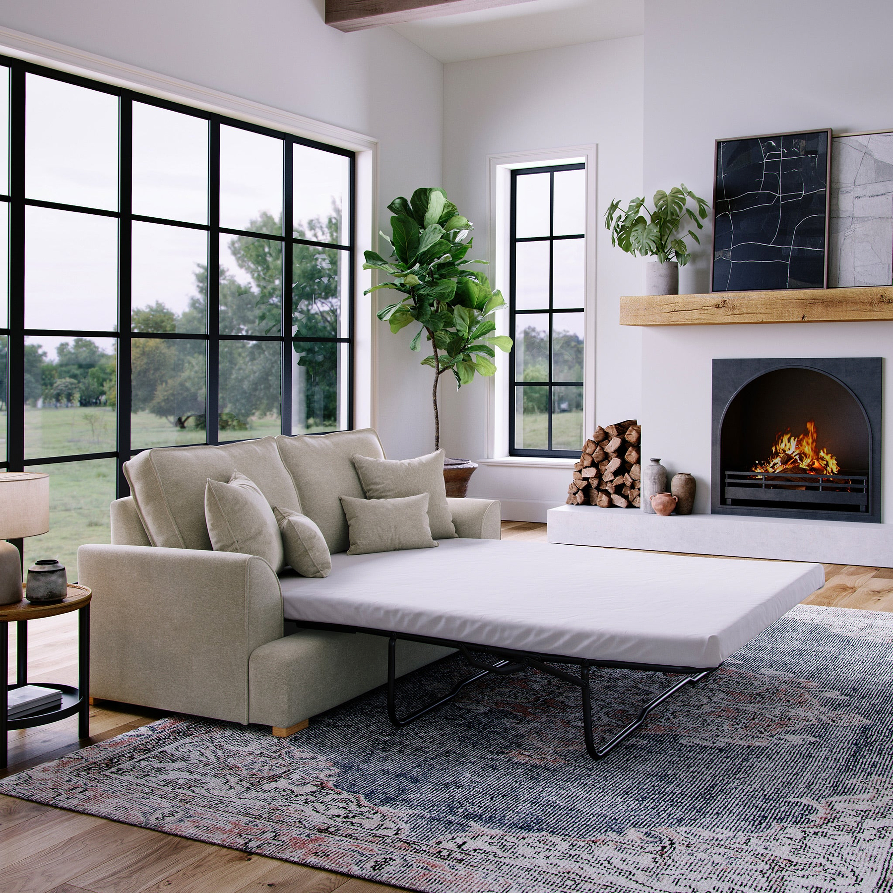 Birchley Soft Chenille 2 Seater Sofabed Linen Life2 from Roseland Furniture