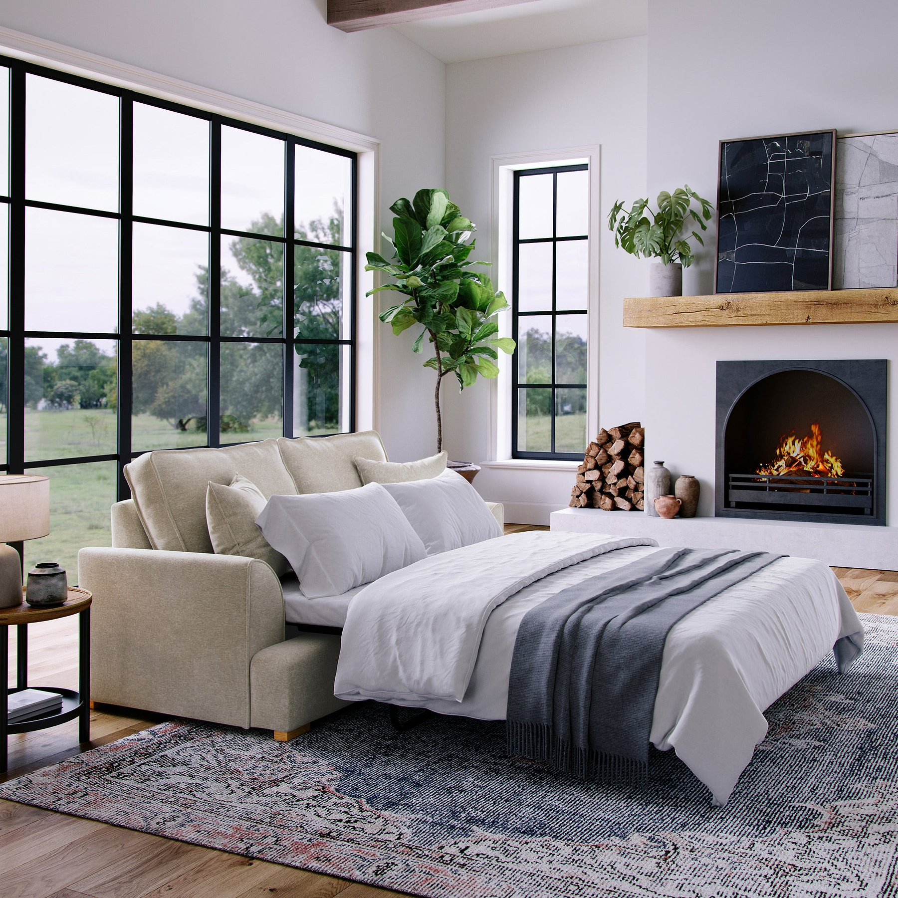 Birchley Soft Chenille 2 Seater Sofabed Linen Life2 from Roseland Furniture