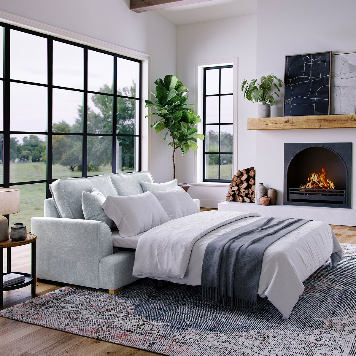 Birchley Soft Chenille 2 Seater Sofabed Ice from Roseland Furniture
