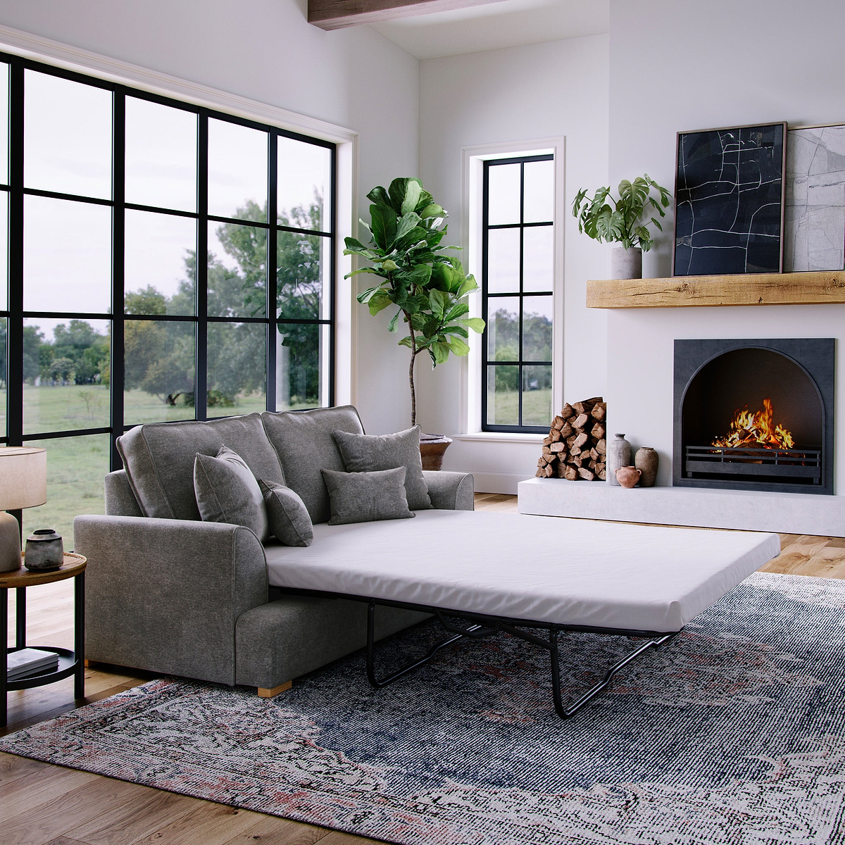 Birchley Soft Chenille 2 Seater Sofabed Heather from Roseland Furniture