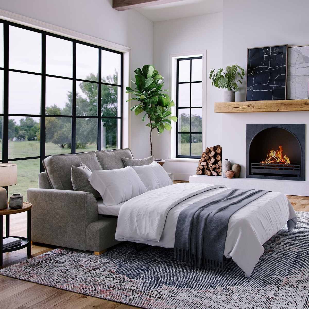 Birchley Soft Chenille 2 Seater Sofabed Heather from Roseland Furniture