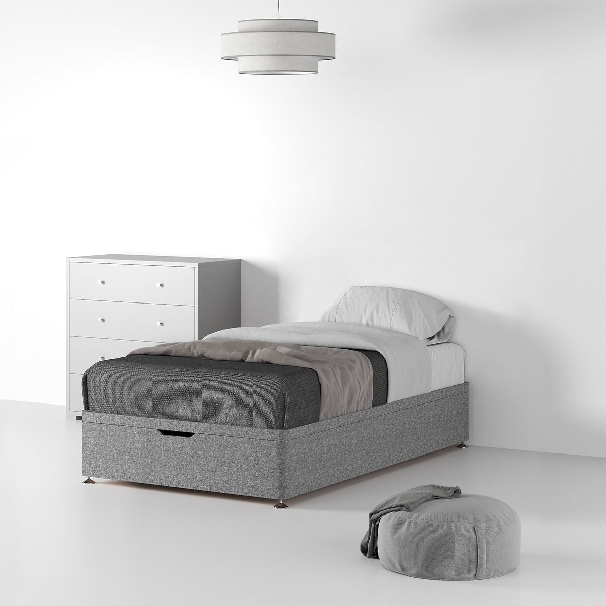Essential-Divan-Base-Only Linen-Look-Single-Ottoman-Linen-Silver Life1 from Roseland Furniture