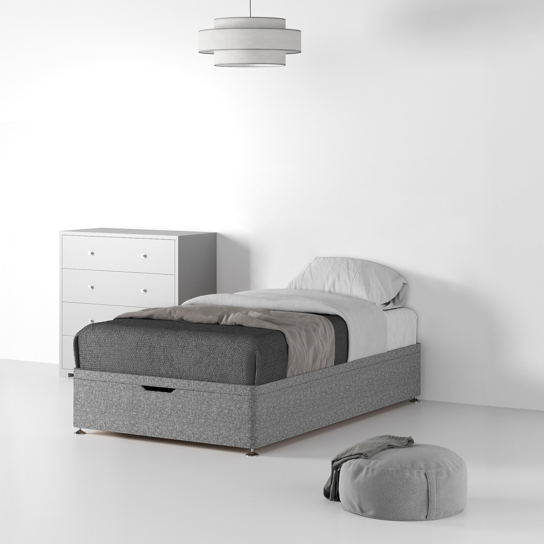 Essential-Divan-Base-Only Linen-Look-Single-Ottoman-Linen-Silver Life1 from Roseland Furniture