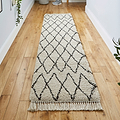 Edie Boho Beige Diamond Shaggy Runner Rug for hallway