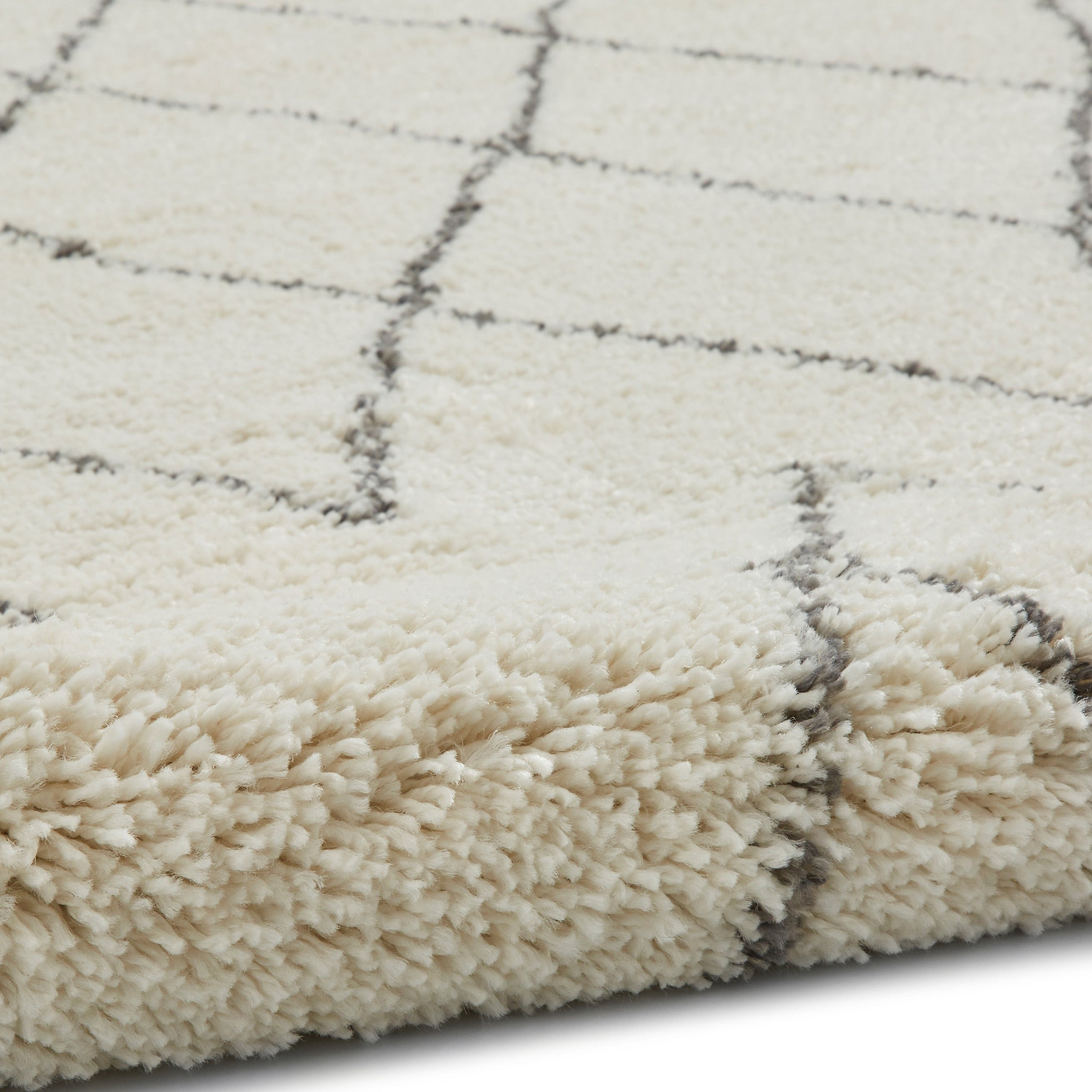 Edie Boho Cream Diamond Shaggy Rug