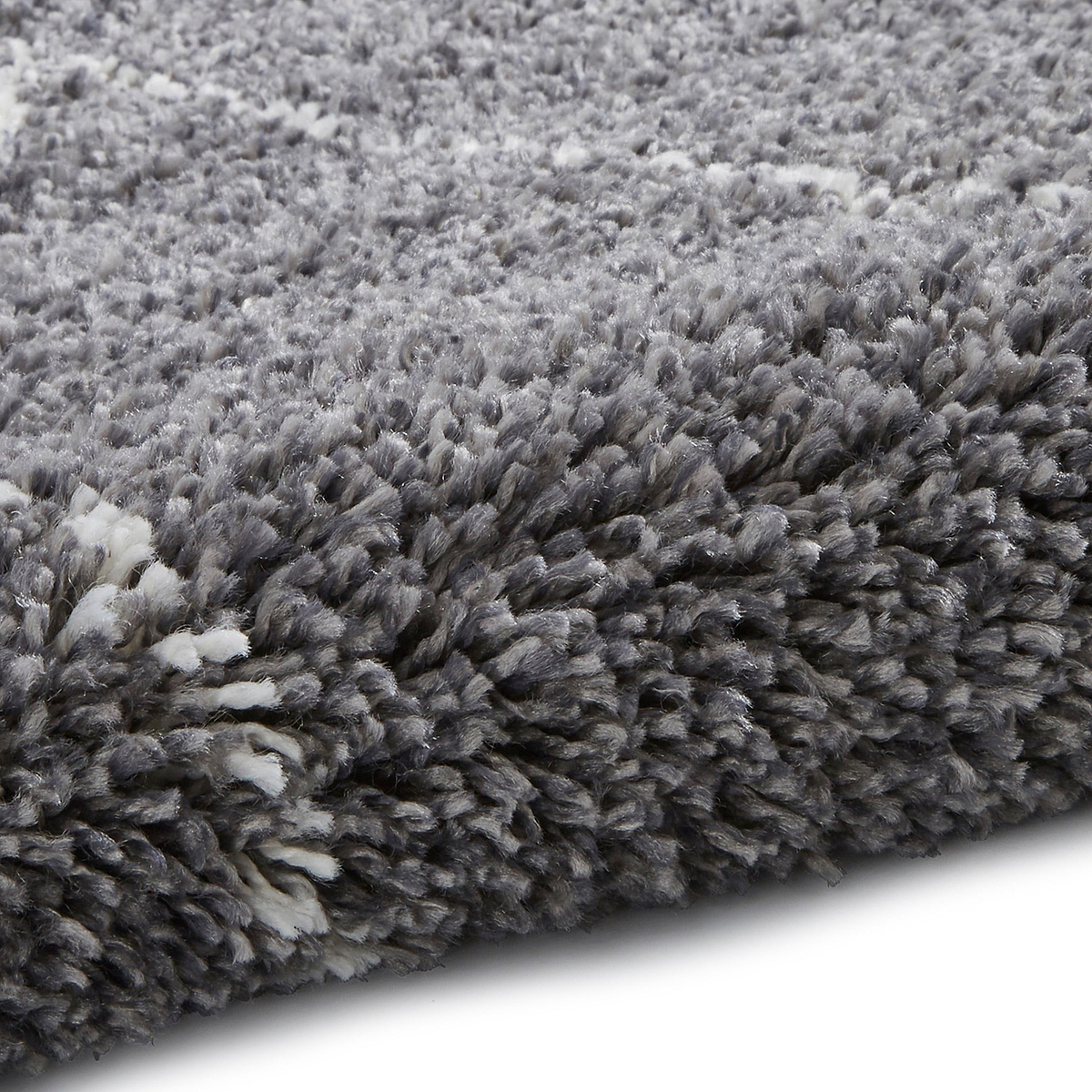 Edie Boho Grey Diamond Shaggy Rug