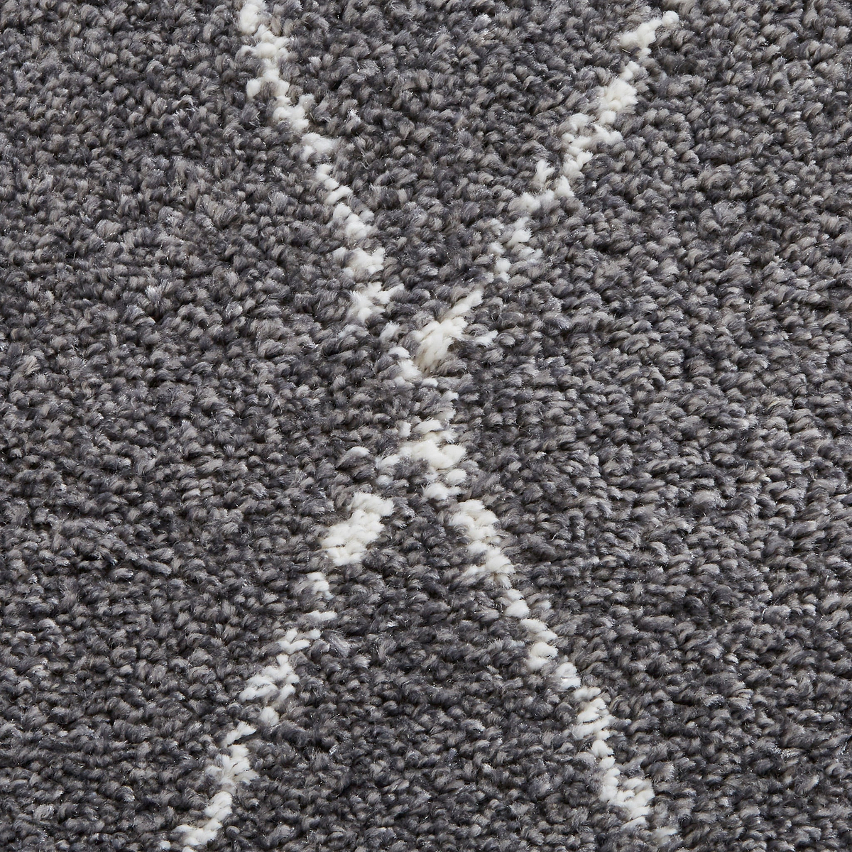 Edie Boho Grey Diamond Shaggy Rug