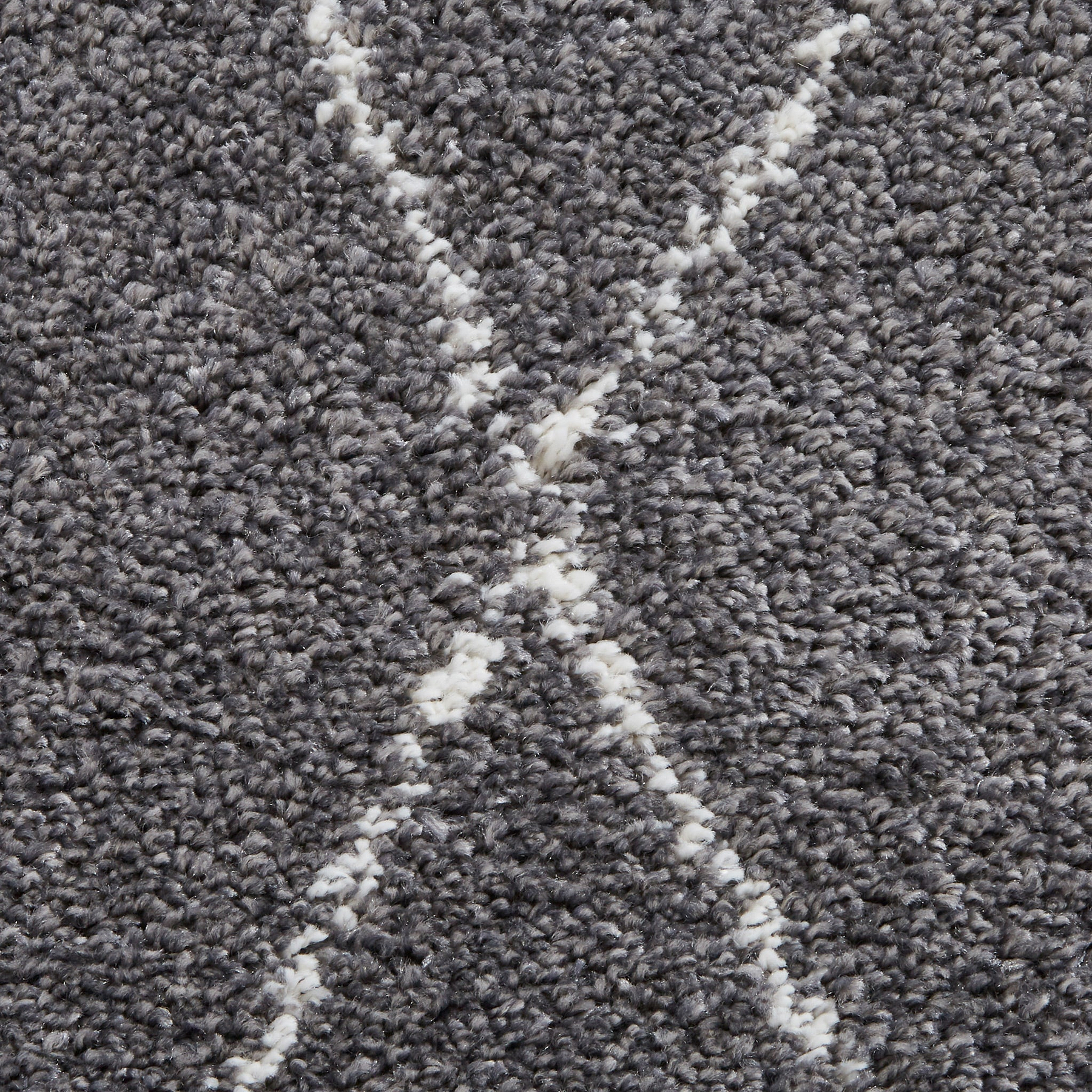 Edie Boho Grey Diamond Shaggy Rug