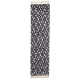 Edie Boho Grey Diamond Shaggy Runner Rug from Roseland Furniture