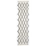 Edie Boho White Diamond Shaggy Runner Rug from Roseland Furniture