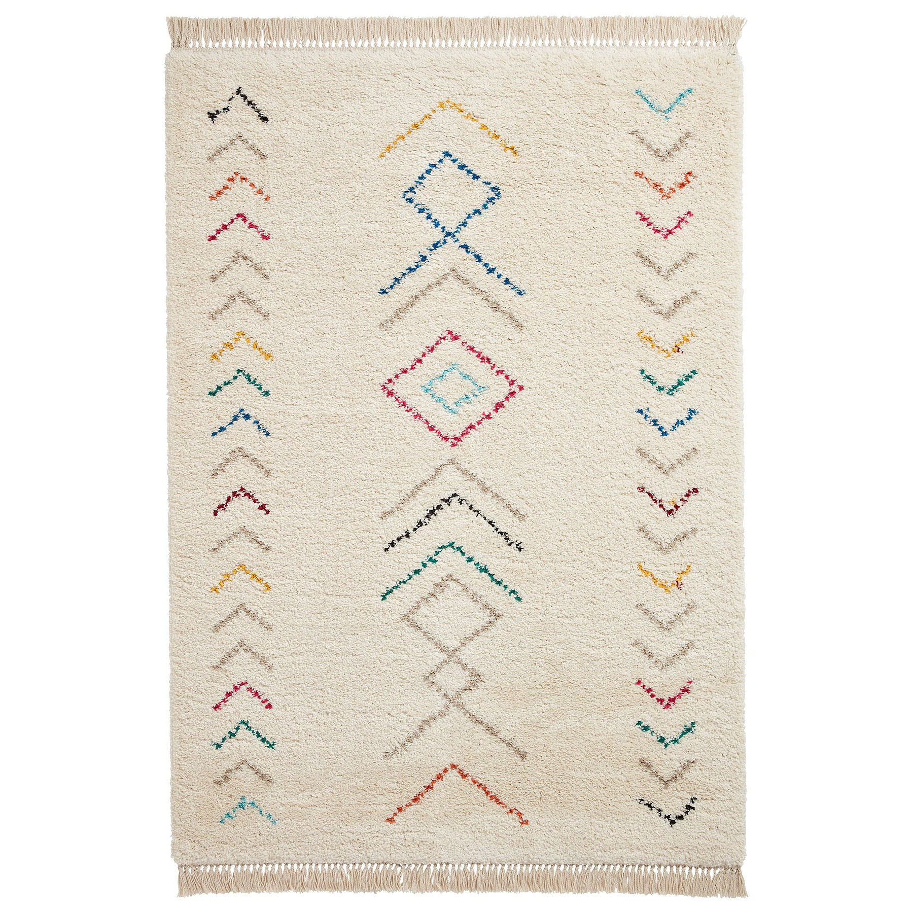 Edie Boho Multi Coloured Chevron Shaggy Rug from Roseland Furniture