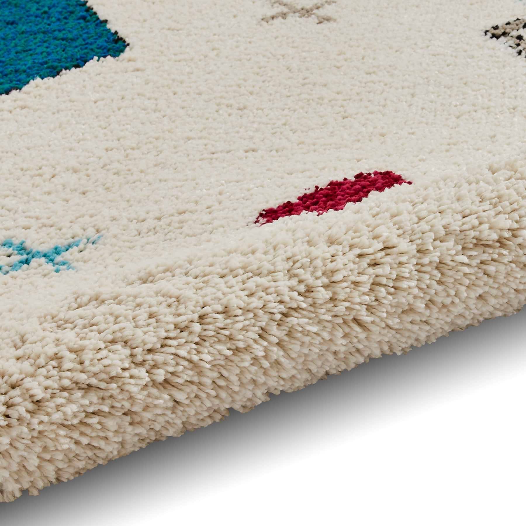 Multi Coloured Rug Shell Edie Boho Moroccan Multi Coloured Diamond Shaggy Rectangular Rug for ...